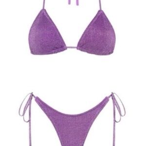 NWT Triangl Vinca Violet Purple Sparkle String Bikini Size small